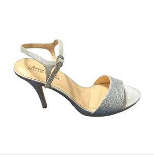 Badgley Mischka‎ American Glamour Womens Silver Sparkly High Heels Rhinestone 10